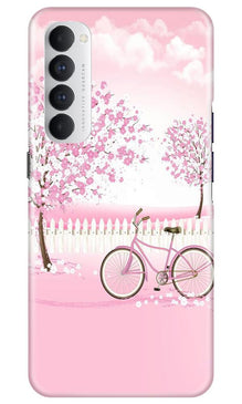 Pink Flowers Cycle Mobile Back Case for Oppo Reno4 Pro  (Design - 102)