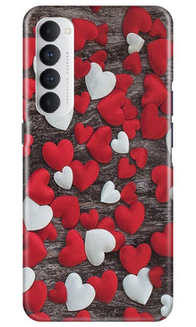 Red White Hearts Mobile Back Case for Oppo Reno4 Pro  (Design - 105)