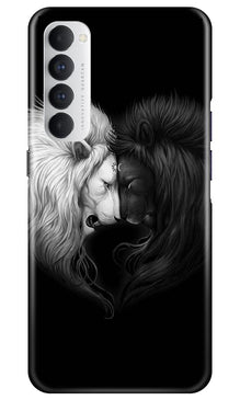 Dark White Lion Mobile Back Case for Oppo Reno4 Pro  (Design - 140)