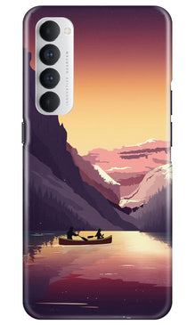 Mountains Boat Mobile Back Case for Oppo Reno4 Pro (Design - 181)