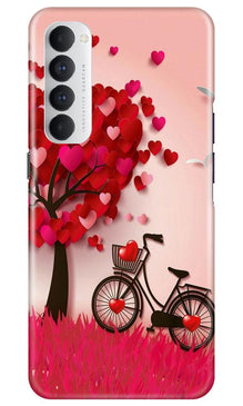 Red Heart Cycle Mobile Back Case for Oppo Reno4 Pro (Design - 222)