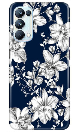 White flowers Blue Background Case for Oppo Reno5 Pro
