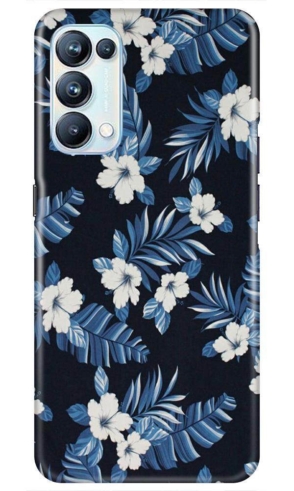 White flowers Blue Background2 Case for Oppo Reno5 Pro