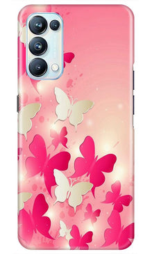 White Pick Butterflies Mobile Back Case for Oppo Reno5 Pro (Design - 28)