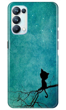Moon cat Mobile Back Case for Oppo Reno5 Pro (Design - 70)