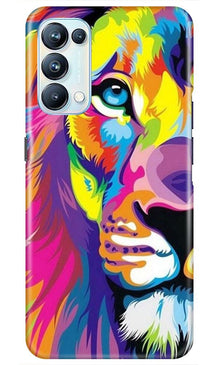 Colorful Lion Mobile Back Case for Oppo Reno5 Pro  (Design - 110)