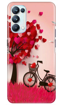 Red Heart Cycle Mobile Back Case for Oppo Reno5 Pro (Design - 222)
