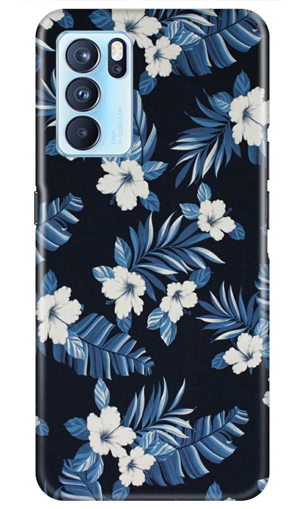 White flowers Blue Background2 Case for Oppo Reno6 5G