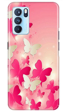White Pick Butterflies Case for Oppo Reno6 5G