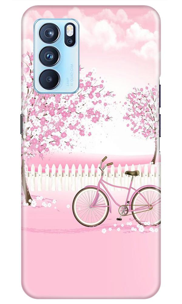 Pink Flowers Cycle Case for Oppo Reno6 5G(Design - 102)