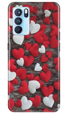 Red White Hearts Mobile Back Case for Oppo Reno6 5G  (Design - 105)
