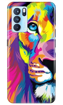 Colorful Lion Mobile Back Case for Oppo Reno6 5G  (Design - 110)