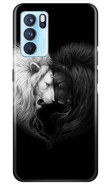 Dark White Lion Mobile Back Case for Oppo Reno6 5G  (Design - 140)