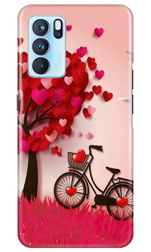 Red Heart Cycle Mobile Back Case for Oppo Reno6 5G (Design - 222)