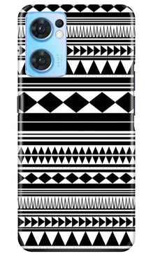 Black white Pattern Mobile Back Case for Oppo Reno7 5G (Design - 5)
