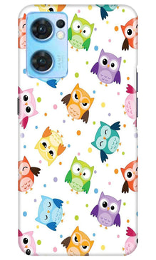 Owl Baground Pattern shore Mobile Back Case for Oppo Reno7 5G (Design - 13)