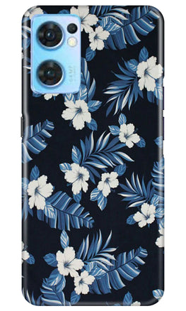 White flowers Blue Background2 Case for Oppo Reno7 5G
