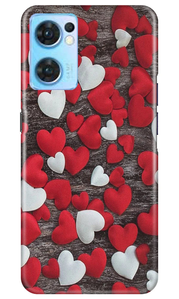 Red White Hearts Case for Oppo Reno7 5G  (Design - 105)