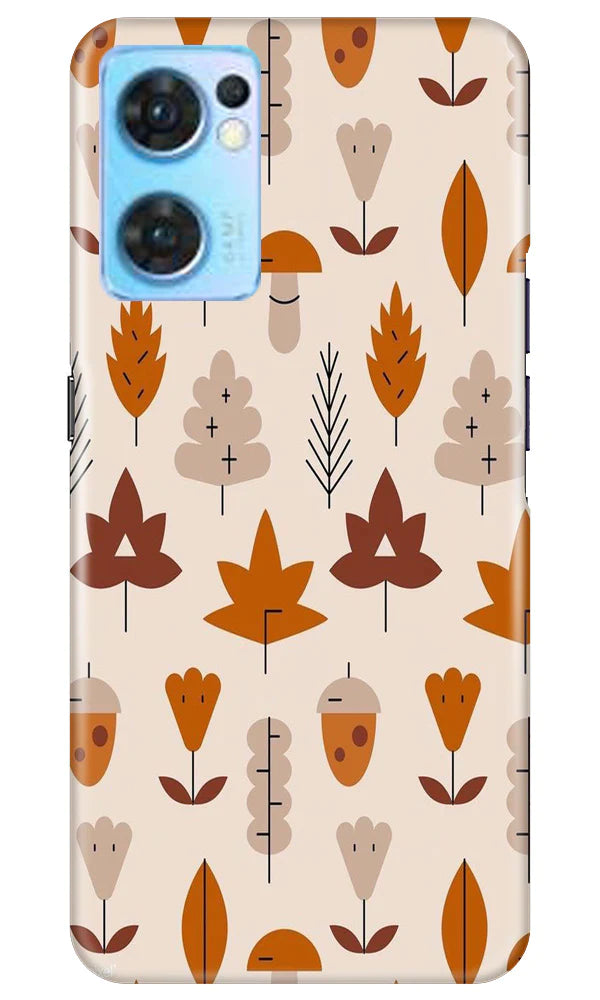 Leaf Pattern Art Case for Oppo Reno7 5G  (Design - 132)