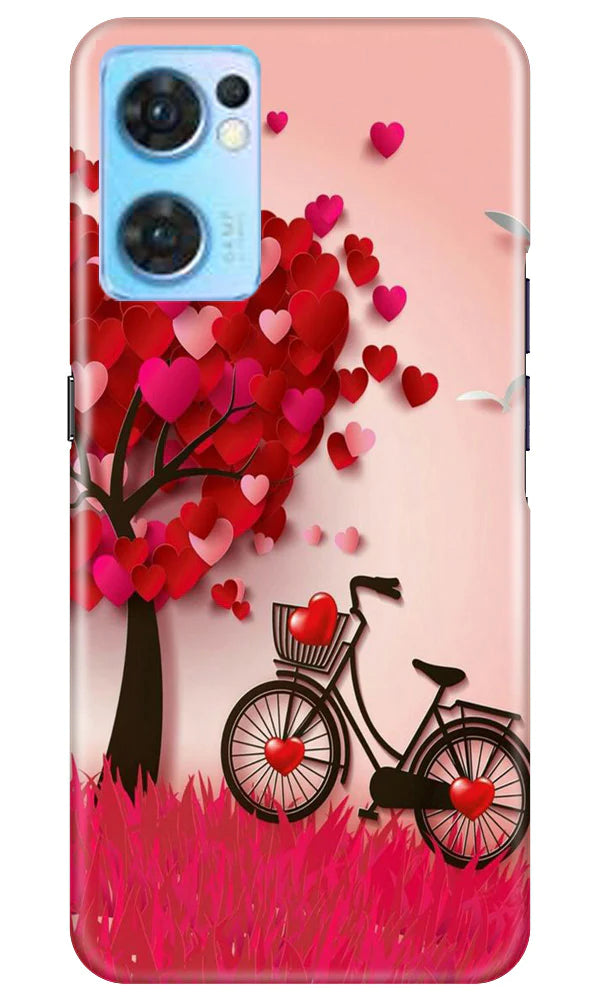 Red Heart Cycle Case for Oppo Reno7 5G (Design No. 191)