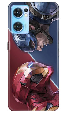 Ironman Captain America Mobile Back Case for Oppo Reno7 5G (Design - 214)