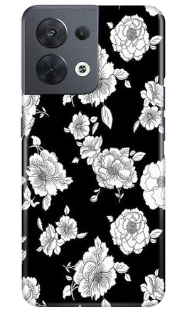 White flowers Black Background Case for Oppo Reno 8 5G
