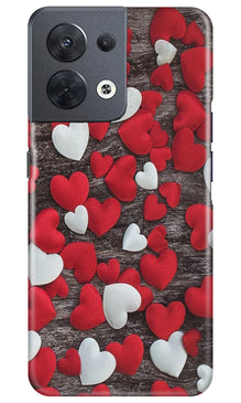 Red White Hearts Mobile Back Case for Oppo Reno 8 5G  (Design - 105)