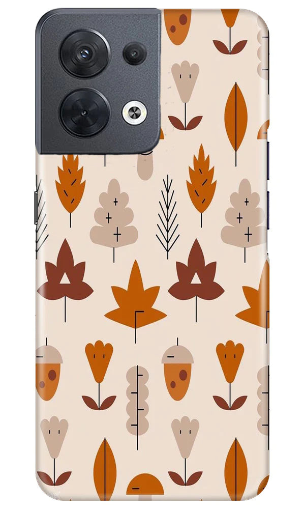Leaf Pattern Art Case for Oppo Reno 8 5G  (Design - 132)