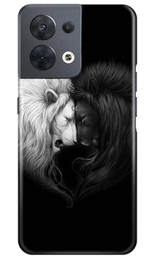 Dark White Lion Mobile Back Case for Oppo Reno 8 5G  (Design - 140)