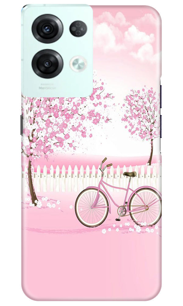 Pink Flowers Cycle Case for Reno 8 Pro  (Design - 102)