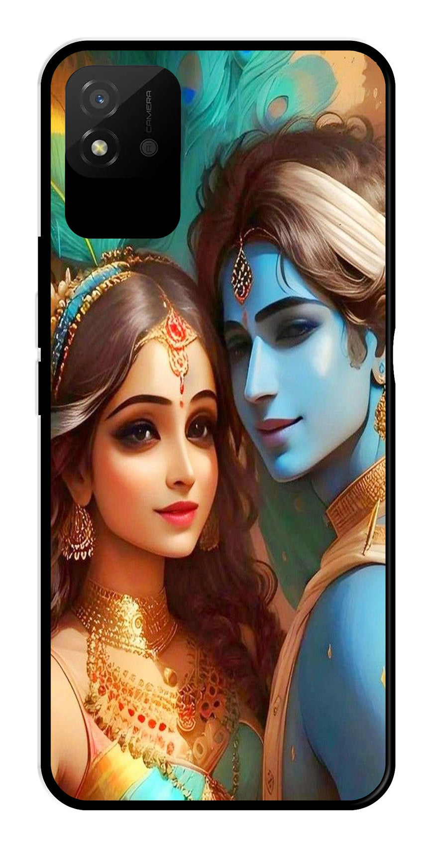 Lord Radha Krishna Metal Mobile Case for Realme Narzo 50i   (Design No -01)