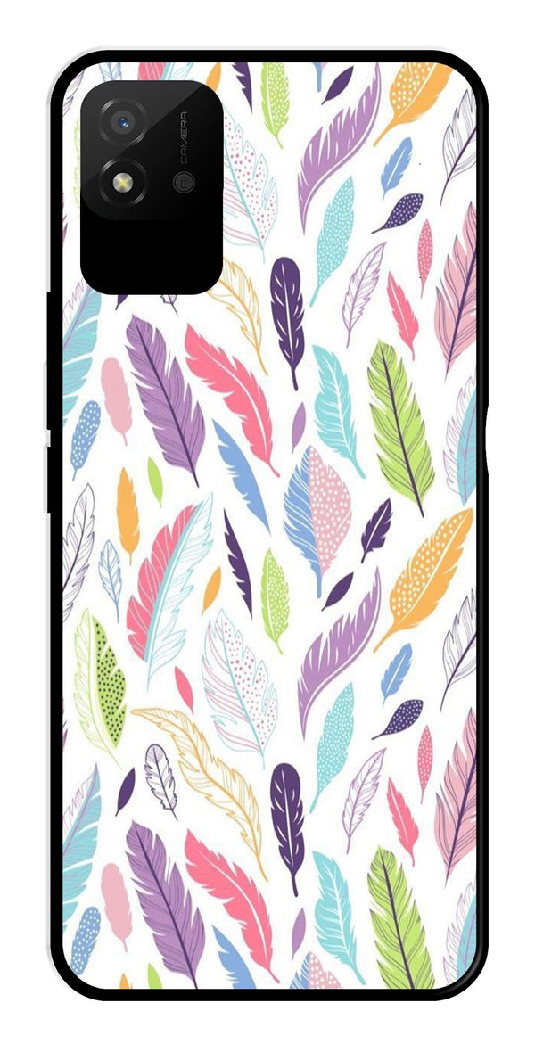 Colorful Feathers Metal Mobile Case for Realme Narzo 50i   (Design No -06)