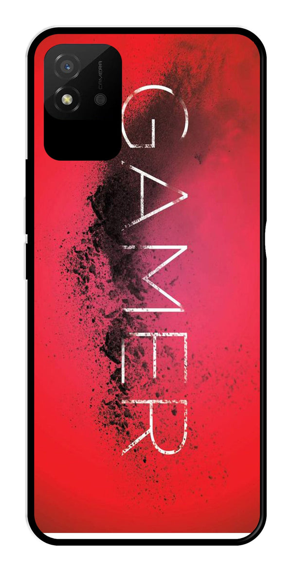 Gamer Pattern Metal Mobile Case for Realme Narzo 50i   (Design No -41)