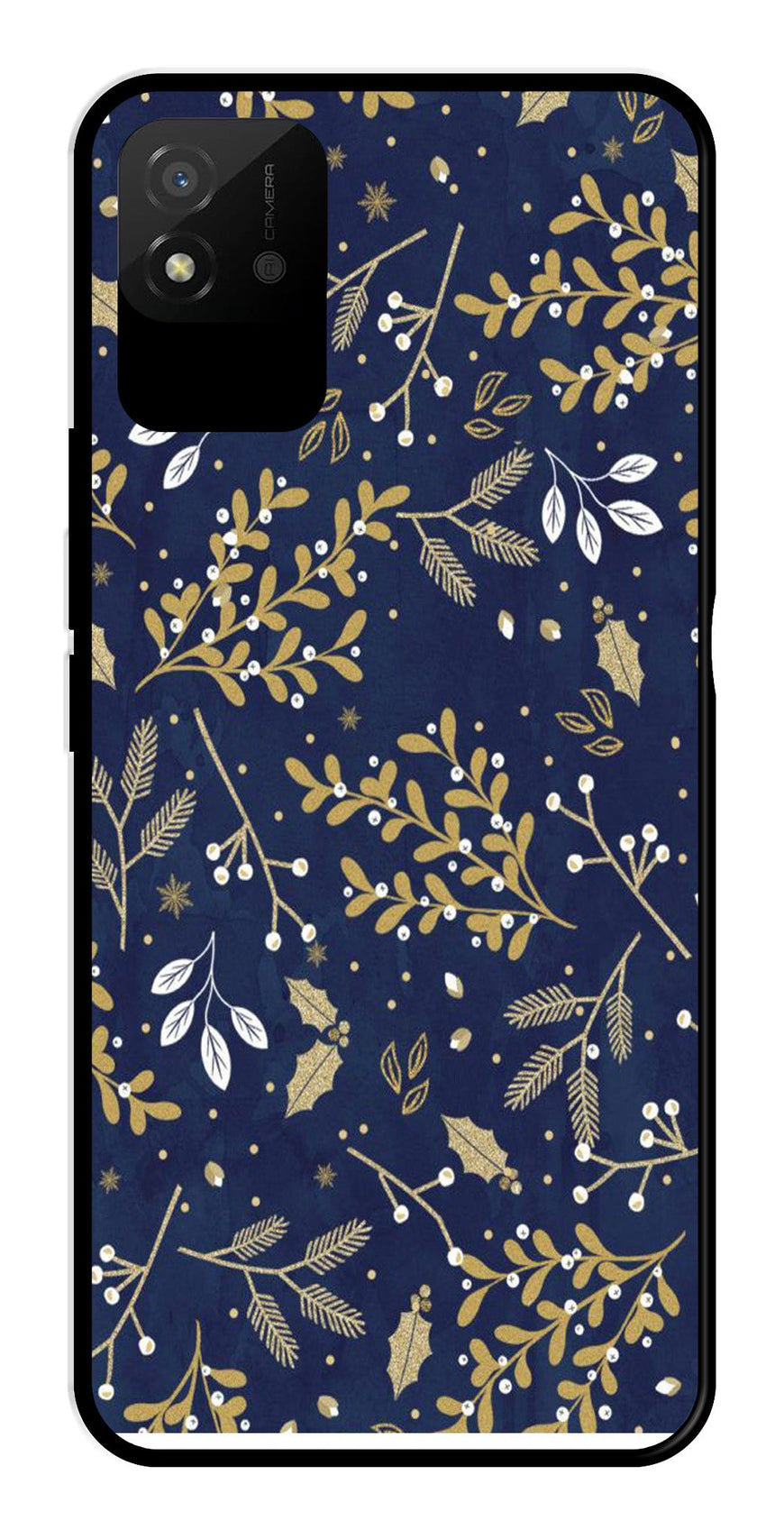 Floral Pattern  Metal Mobile Case for Realme Narzo 50i   (Design No -52)