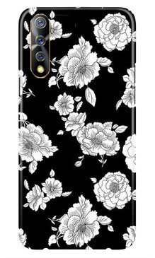 White flowers Black Background Case for Vivo Z1x