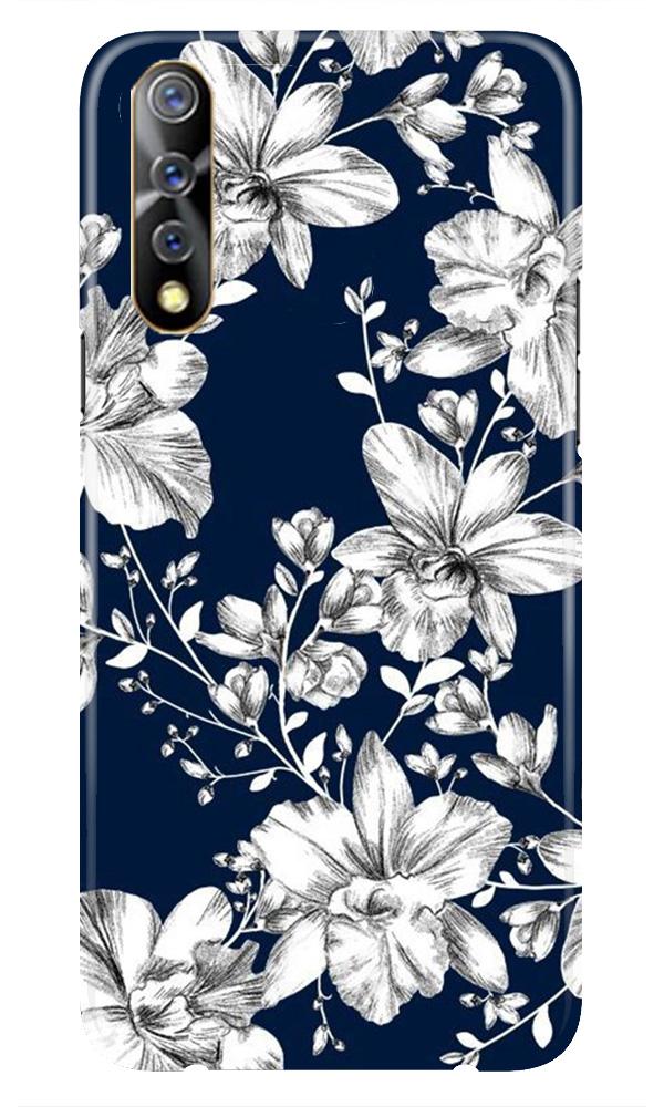 White flowers Blue Background Case for Vivo S1