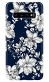 White flowers Blue Background Case for Samsung Galaxy S10