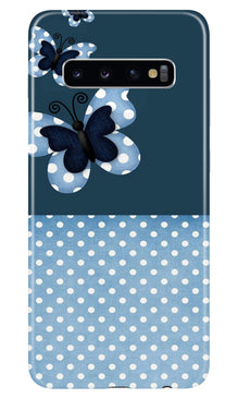 White dots Butterfly Mobile Back Case for Samsung Galaxy S10 (Design - 31)
