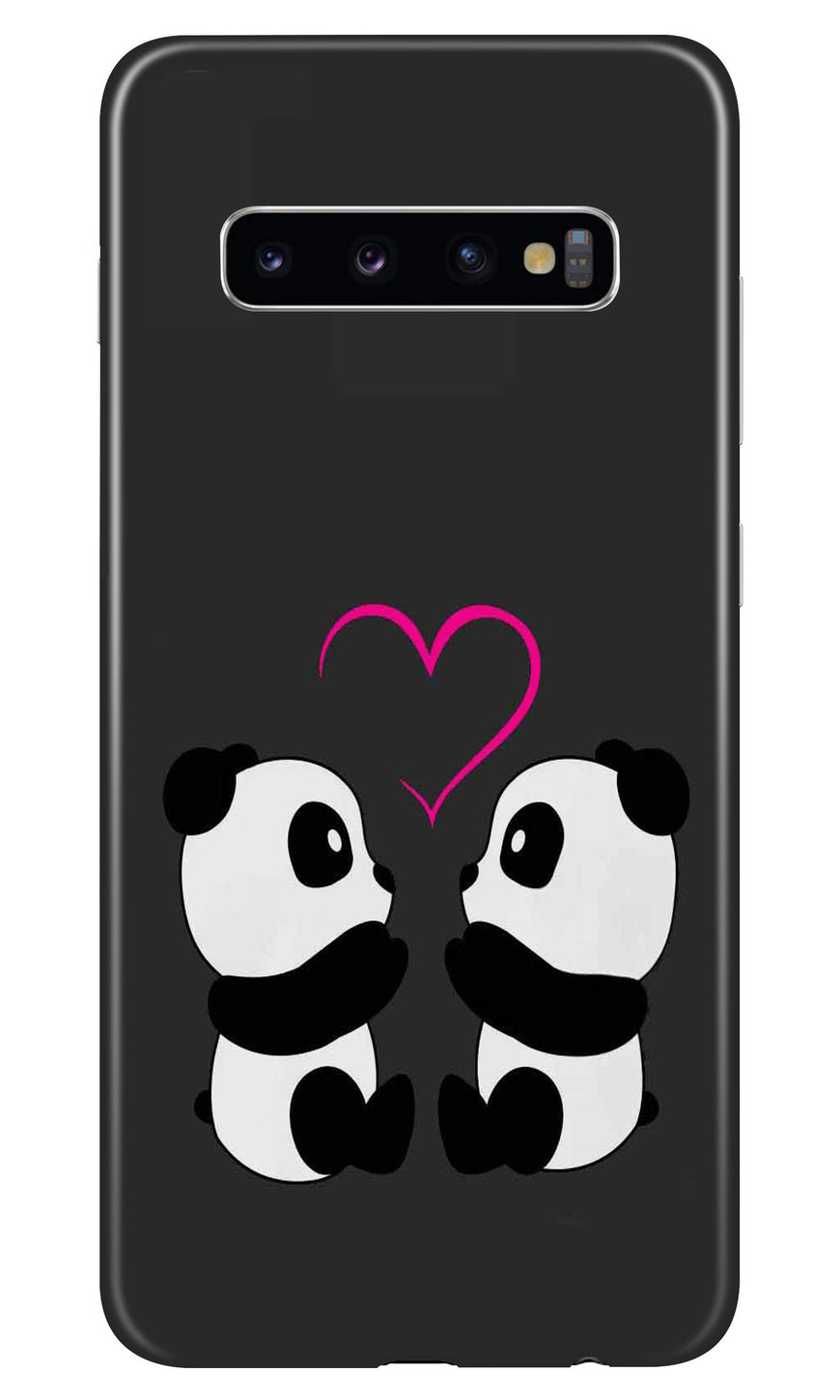 Panda Love Mobile Back Case for Samsung Galaxy S10  (Design - 398)