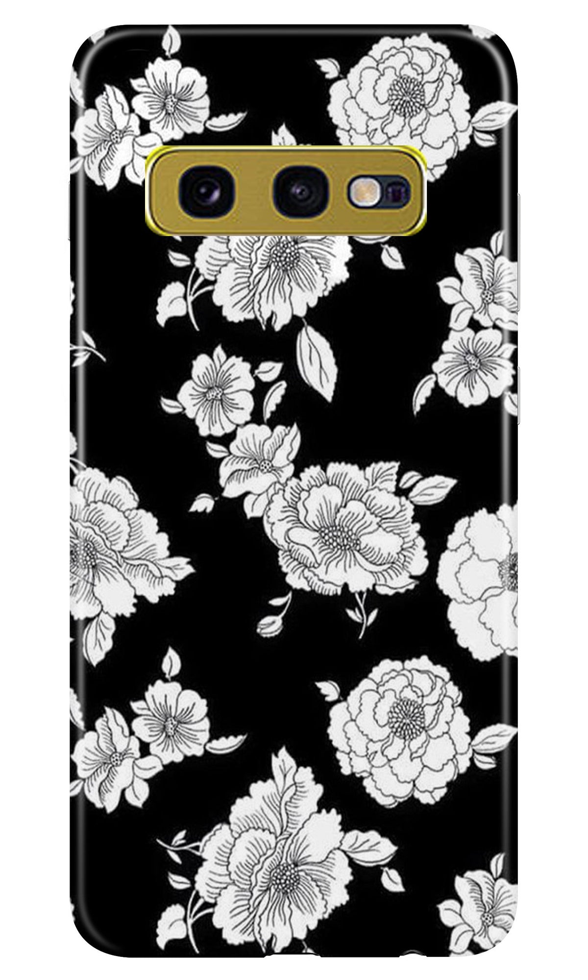 White flowers Black Background Case for Samsung Galaxy S10E