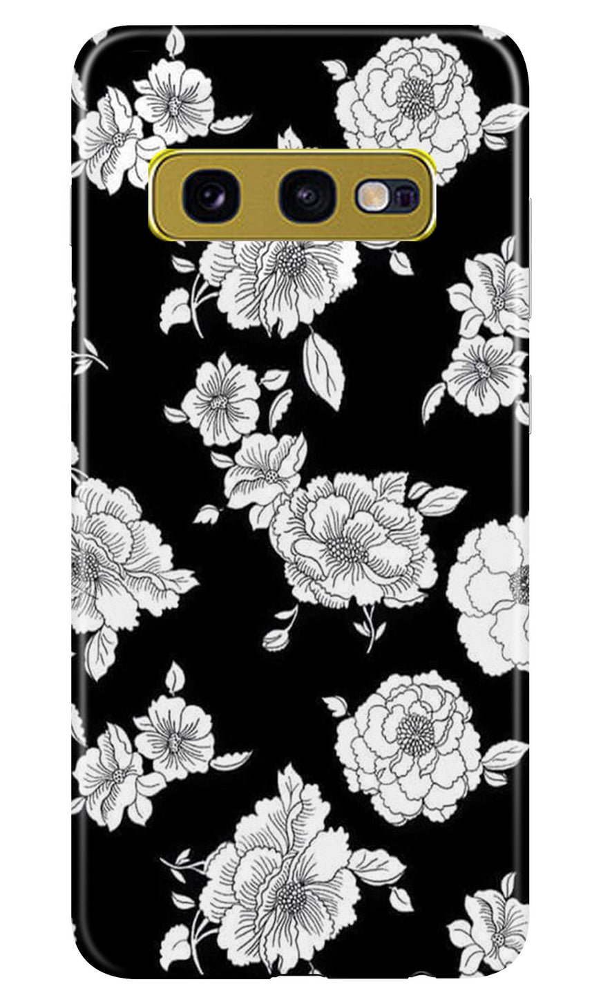 White flowers Black Background Case for Samsung Galaxy S10E