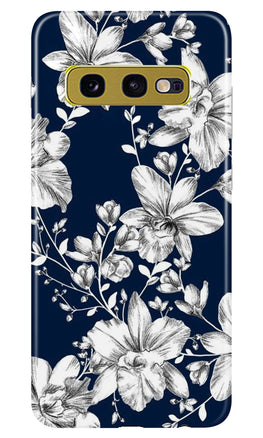 White flowers Blue Background Case for Samsung Galaxy S10E