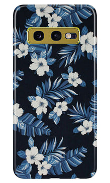 White flowers Blue Background2 Mobile Back Case for Samsung Galaxy S10E (Design - 15)