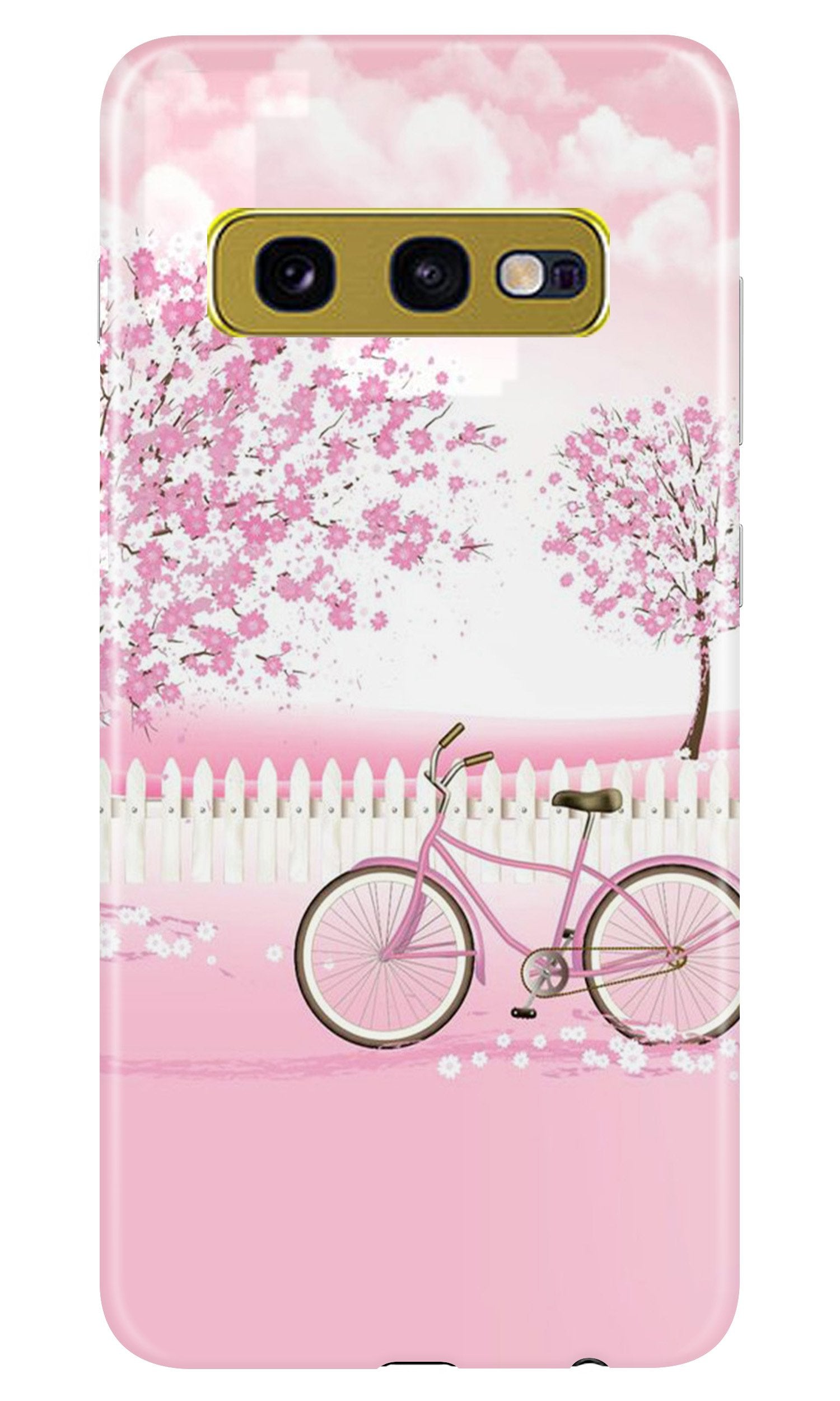 Pink Flowers Cycle Case for Samsung Galaxy S10E(Design - 102)