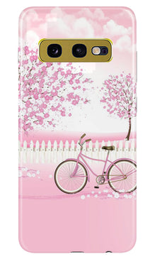 Pink Flowers Cycle Mobile Back Case for Samsung Galaxy S10E  (Design - 102)