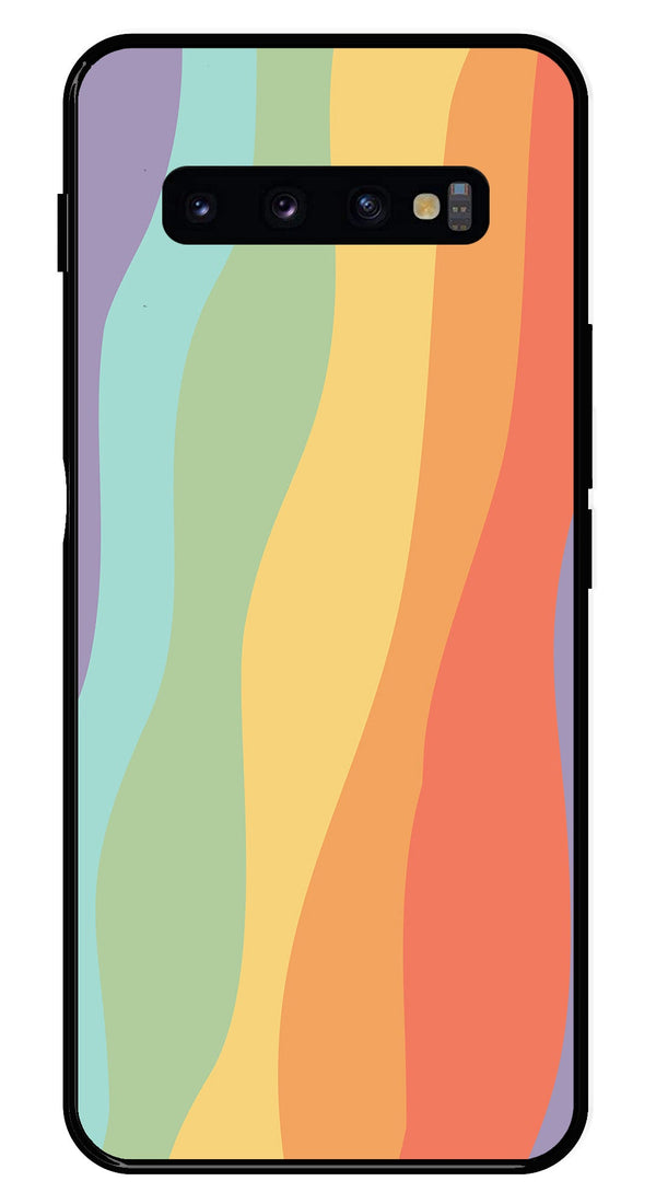 Muted Rainbow Metal Mobile Case for Samsung Galaxy S10 Plus   (Design No -02)