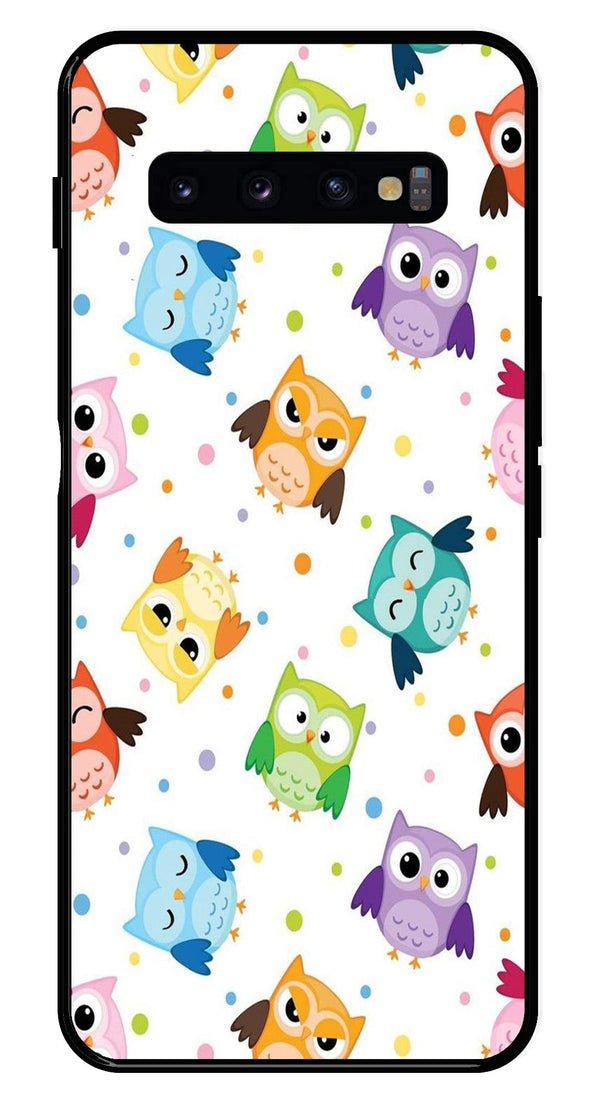 Owls Pattern Metal Mobile Case for Samsung Galaxy S10 Plus   (Design No -20)