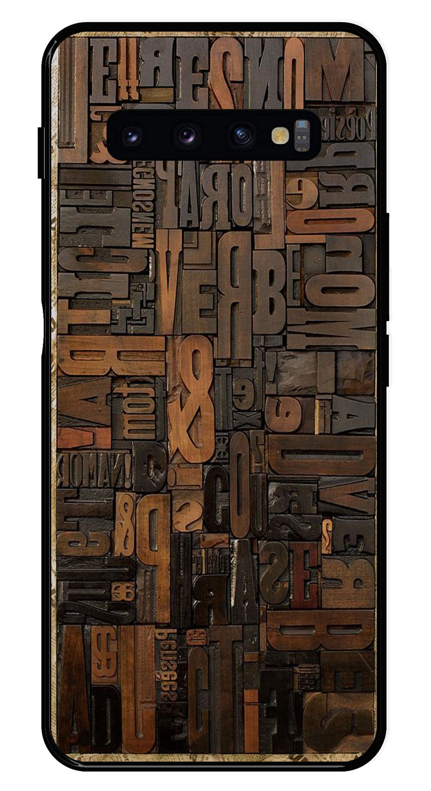 Alphabets Metal Mobile Case for Samsung Galaxy S10 Plus   (Design No -32)