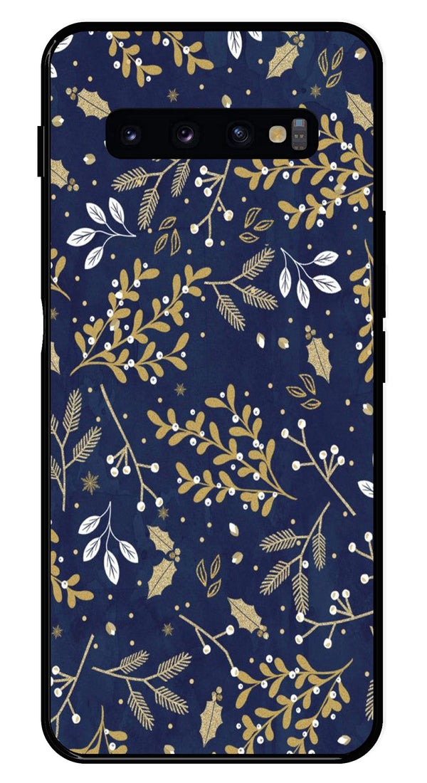 Floral Pattern  Metal Mobile Case for Samsung Galaxy S10 Plus   (Design No -52)
