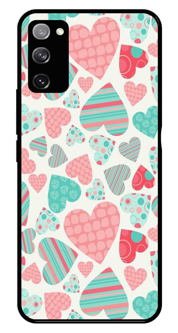 Hearts Pattern Metal Mobile Case for Samsung Galaxy S20 FE 5G   (Design No -22)